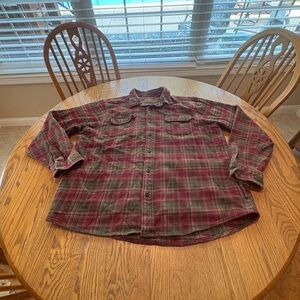 Orvis Heavyweight Flannel Shirt/ Shacket Red Green Plaid w/pockets Men’s XXL